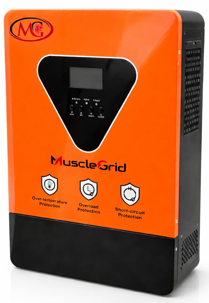 MuscleGrid Titan Series 6.2kW Hybrid Solar Inverter | 48V System | 120A Battery Charger | 27A PV Input | Up to 9kW Solar Support | Parallel up to 9 Inverters | WiFi Monitoring | VoltDoctor Support App