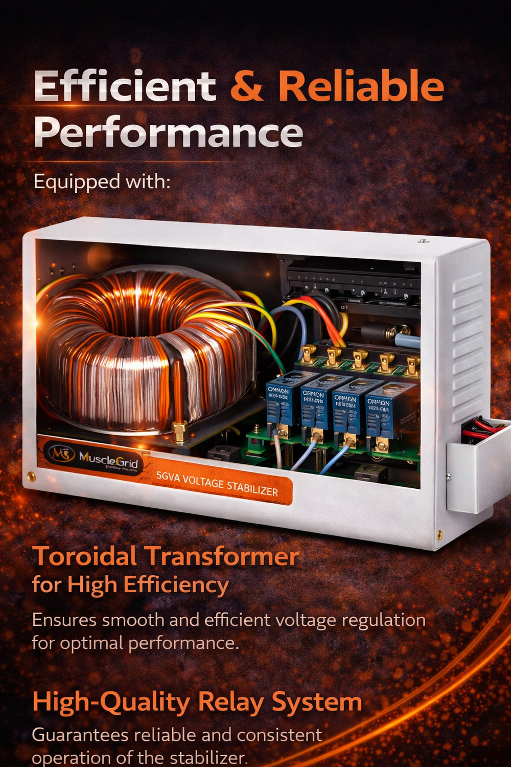 5kVA Heavy Duty Mainline Voltage Stabilizer | Working Range 90V–300V | Residential
