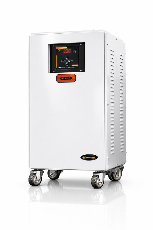 MuscleGrid 10kVA Servo Automatic Voltage Stabilizer | Working Range 130V–280V | Residential