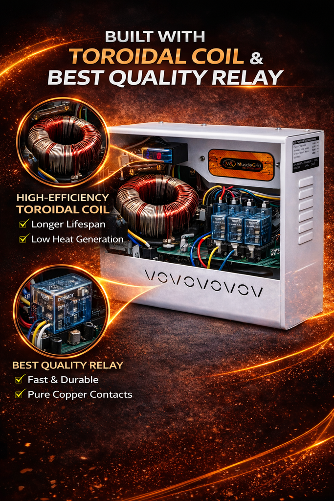 MuscleGrid 4kVA AC Voltage Stabilizer 90V–300V | For 1.5 Ton AC | Wall Mounted | Digital Display