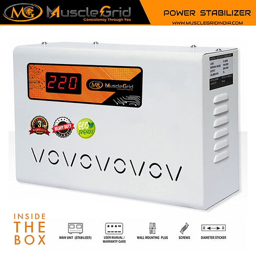 MuscleGrid 4 KVA 130V-280V Voltage Stabilizer For Upto 1.5 Ton AC