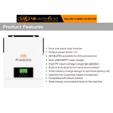 Load image into Gallery viewer, MuscleGrid True Offgrid 3 KW Transformer Less Inverter with Li Support (White)