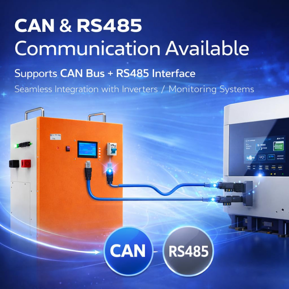 51.2V LiFePO4 Battery with Smart BMS & Active Balancer | RS485 & CAN Communication | 50 Years Life | 5 Year Warranty (100AH)