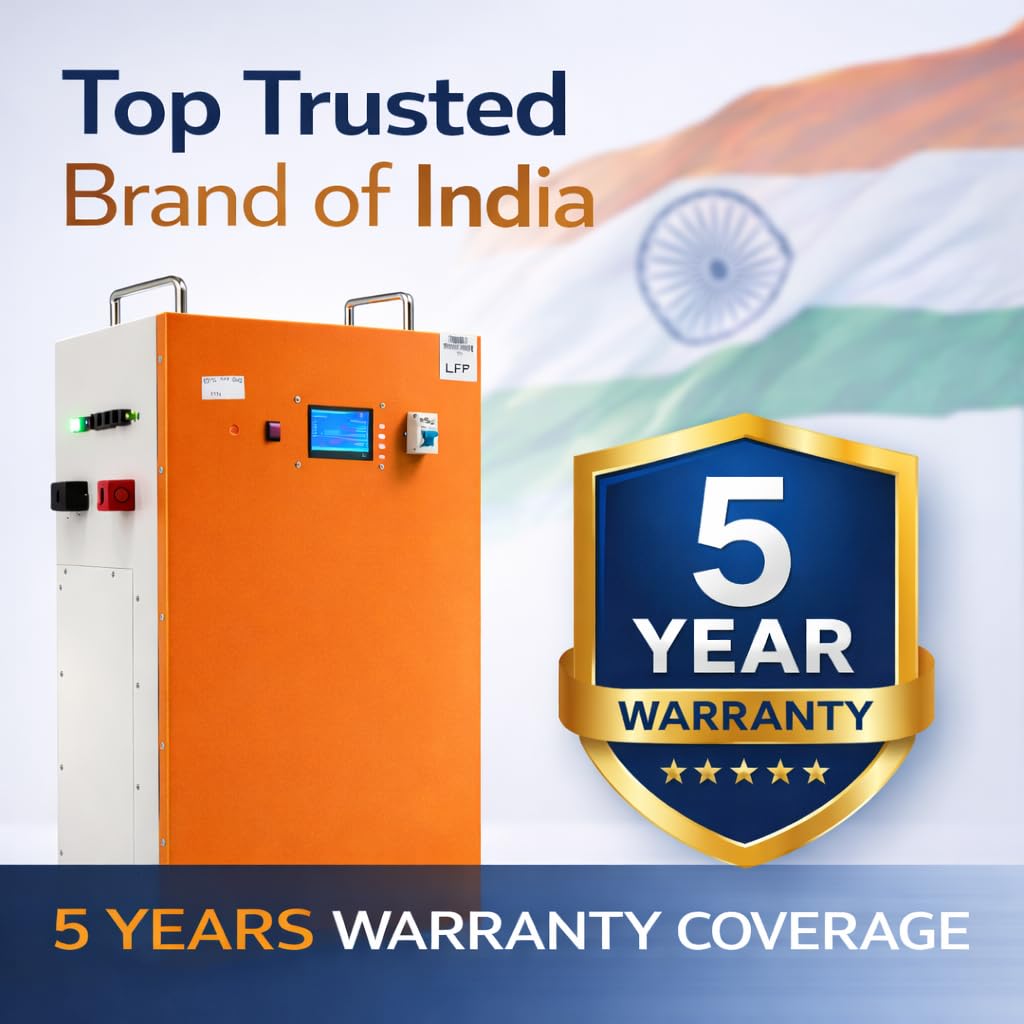 51.2V LiFePO4 Battery with Smart BMS & Active Balancer | RS485 & CAN Communication | 50 Years Life | 5 Year Warranty (100AH)