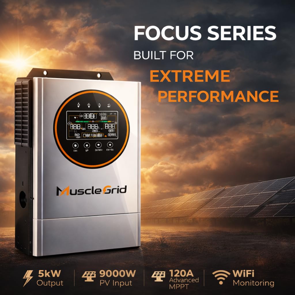 5000W Solar Inverter 24V | 5kW Hybrid MPPT Inverter | 9000W PV Input | WiFi Monitoring | Lithium Battery Compatible | Grid Ready | Model MGH0548