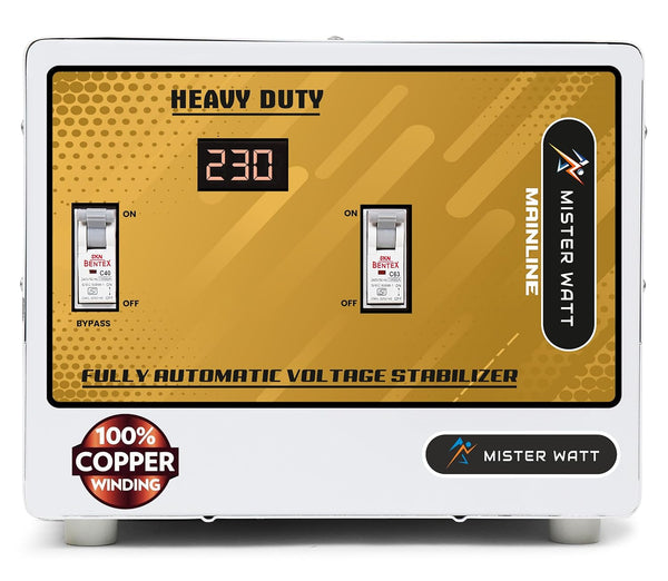 Misterwatt 8kva Range 90-300v Output 230V FULL COPPER WINDING Heavy Duty Automatic Voltage Stabilizer For Home 5 YEARS WARRANTY