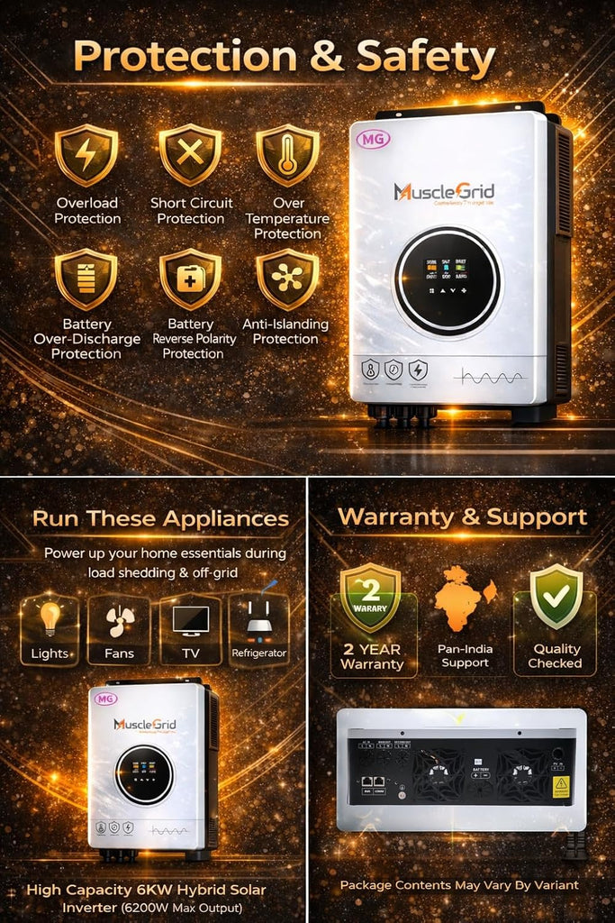 4.2 kW True Hybrid Solar Inverter • True MPPT • Pure Sine Wave • LCD Display • Wall Mount • (2026 Model)