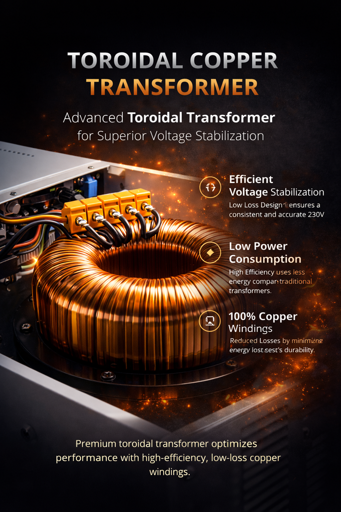MuscleGrid 10kVA Servo Automatic Voltage Stabilizer | Working Range 130V–280V | Residential