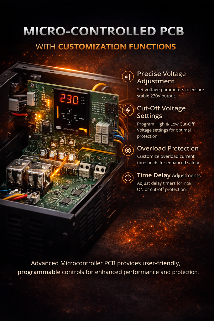 MuscleGrid 10kVA Servo Automatic Voltage Stabilizer | Working Range 130V–280V | Residential