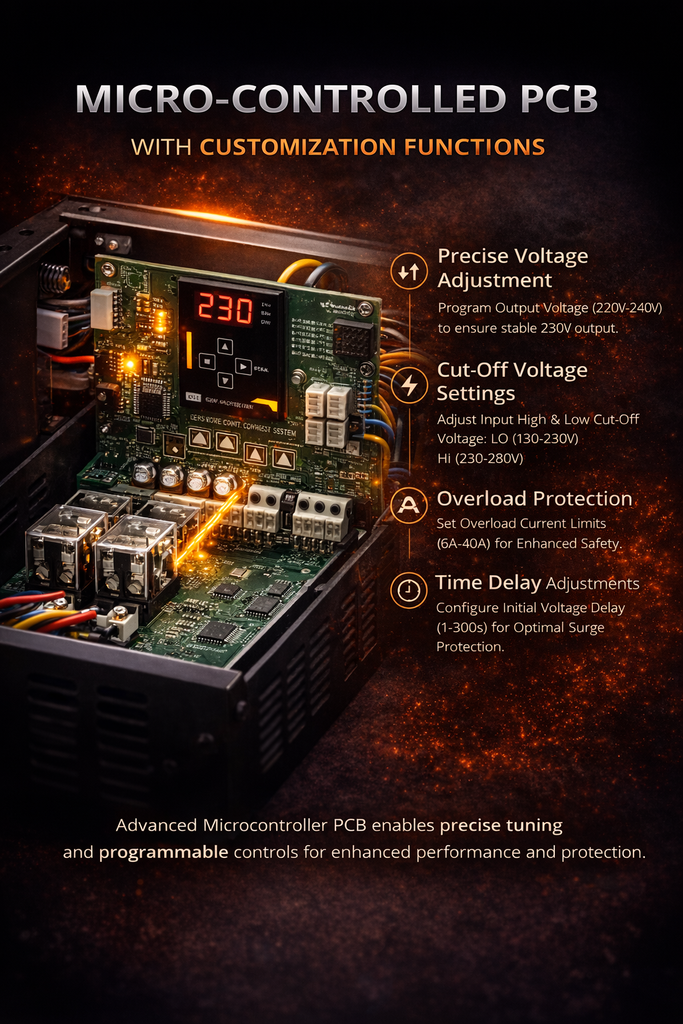 MuscleGrid 10kVA Servo Automatic Voltage Stabilizer | Working Range 130V–280V | Residential