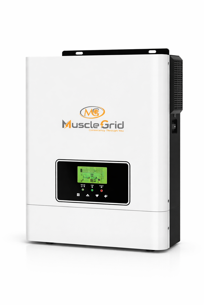 MuscleGrid 3KW 24V True Off-Grid Solar Inverter (3200VA) | Pure Sine Wave | Inbuilt MPPT | Transformerless | Supports LiFePO4 Battery | WiFi Monitoring App for Android & iOS | Heavy Duty | White