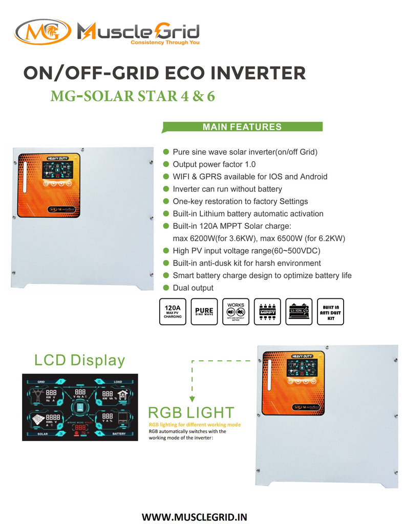 MuscleGrid Solar Star True Hybrid Inverter (On Grid + Off Grid)