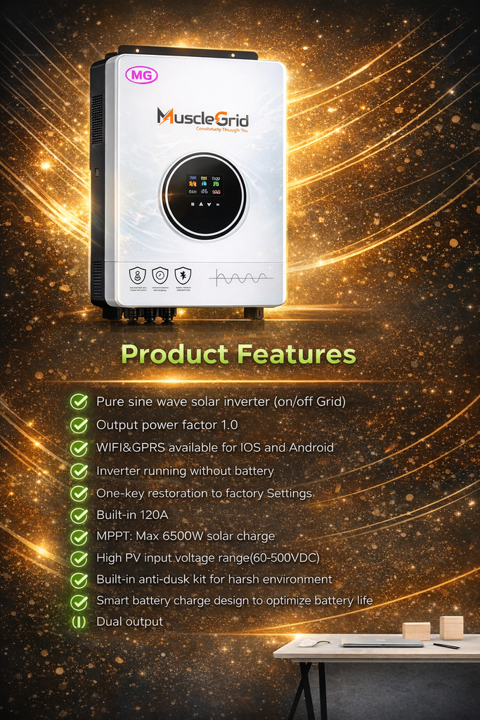 6.2kW True Hybrid Solar Inverter | MPPT | Batteryless | Residential Use