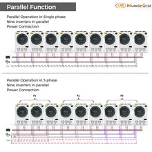 Load image into Gallery viewer, MuscleGrid 6KW Parallel-able Upto 9 Units (Single and Three Phase Both) with Active BMS True Hybrid Solar Inverter 48V Warranty 5 Years (6KW 48V with Kits)