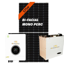 Load image into Gallery viewer, MuscleGrid Super 10.2 KW Hybrid Combo with Lithium Battery and Bi_Facial Mono Perc Solar Panels (2 Battery 8 Panels (4600w))