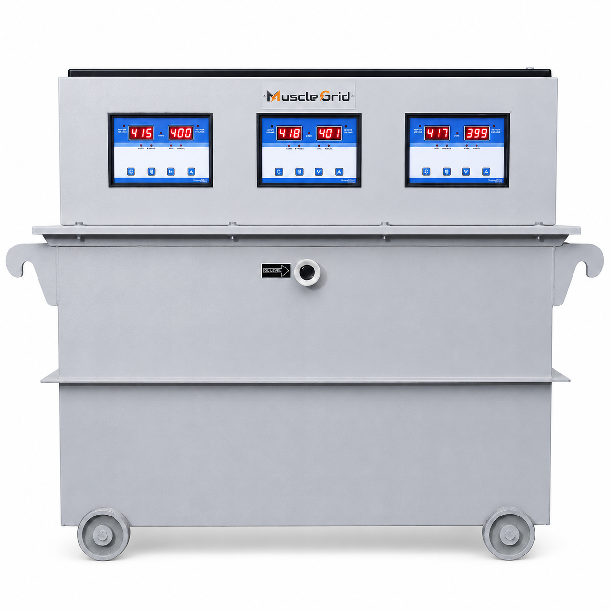 MuscleGrid 15 kVA Three Phase Servo Voltage Stabilizer | Oil Cooled | 240V-470V Input | 400V ±1% Output
